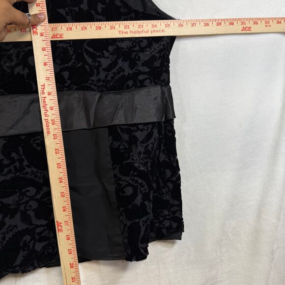 Lane Bryant 28 Surplice Top Velvet Burnout Paisley‎ Satin Babydoll Whimsigoth - Picture 9 of 11